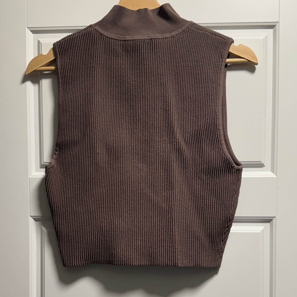 Babaton Taupe Sculpt Knit Ribbed Top